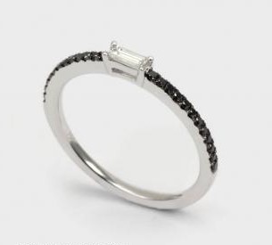 Baguette and Black Diamond Ring