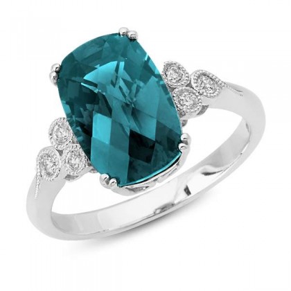 Cushion Blue Topaz Ring